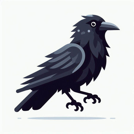 Crow vector illustration. Black crow isolated on a white background.のイラスト素材