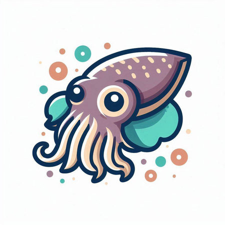 Cute cartoon octopus. Vector illustration isolated on white background.のイラスト素材