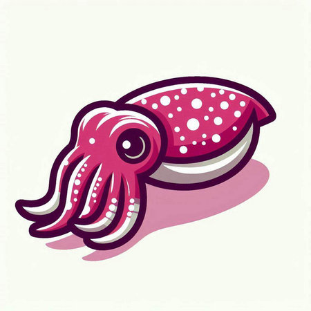 Illustration of a cartoon octopus isolated on a white background.のイラスト素材
