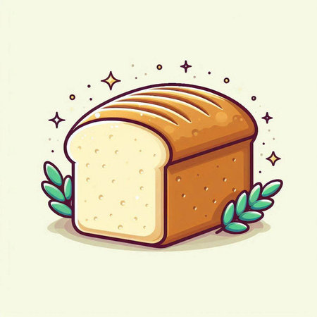 Illustration of a fresh loaf of bread on a light background.のイラスト素材
