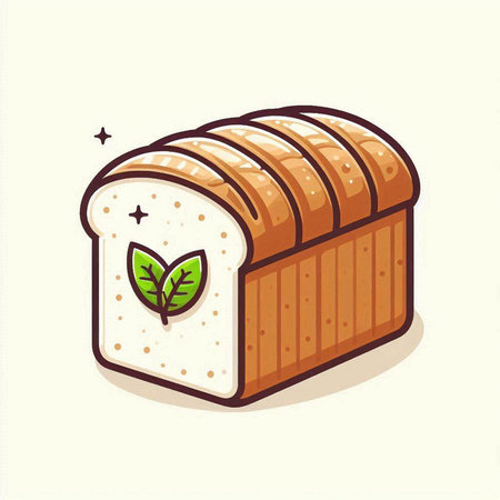 Illustration of a loaf of bread with a leaf on top.のイラスト素材