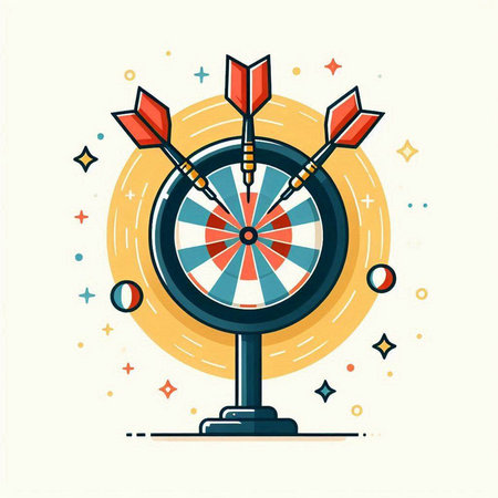 Darts arrows on white background. Vector illustration in flat style.のイラスト素材