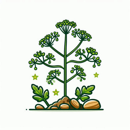 Dill plant vector illustration isolated on white background. Hand drawn herbs.のイラスト素材
