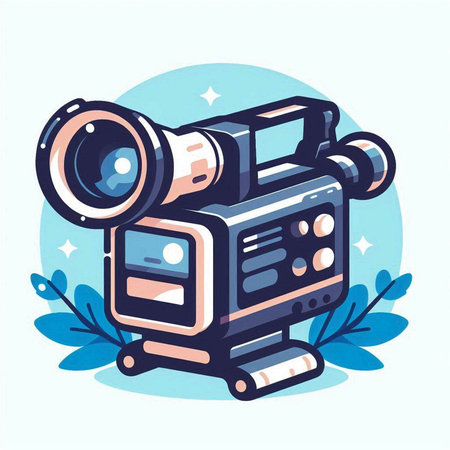 Cinema camera icon. Vector illustration in flat cartoon style.のイラスト素材