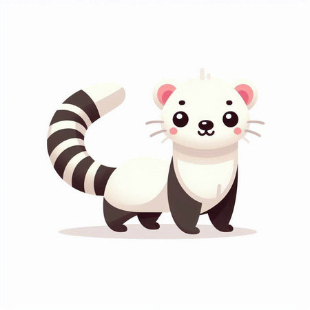 Cute cartoon raccoon. Vector illustration on a white background.のイラスト素材