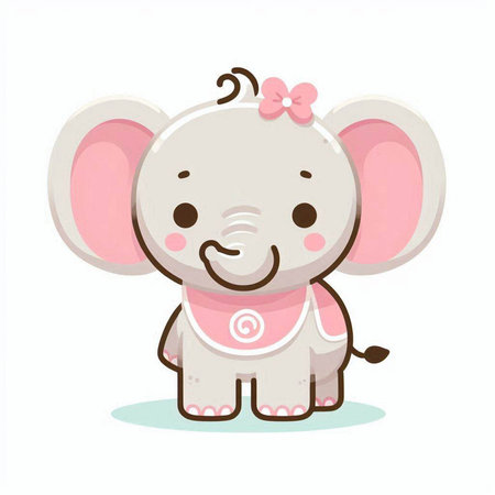 Cute cartoon elephant isolated on a white background. Vector illustration.のイラスト素材