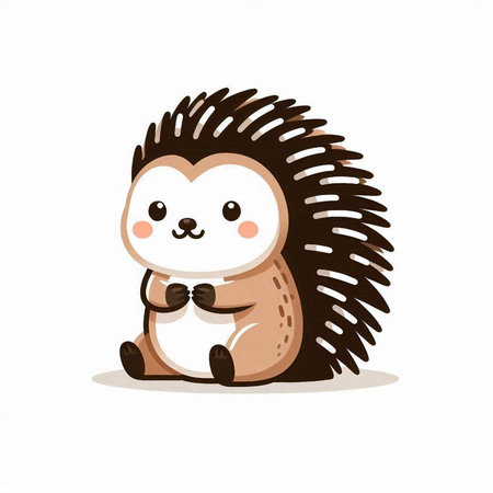 Cute hedgehog isolated on white background. Vector cartoon illustration.のイラスト素材