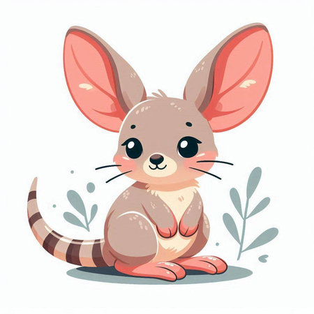 Cute cartoon kangaroo. Vector illustration on white background.のイラスト素材