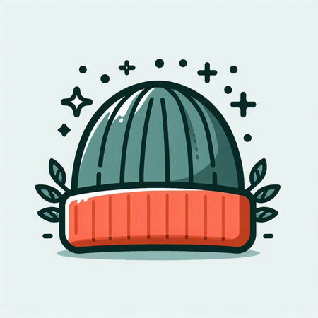 Winter hat vector illustration. Hand drawn winter hat with pompon.のイラスト素材