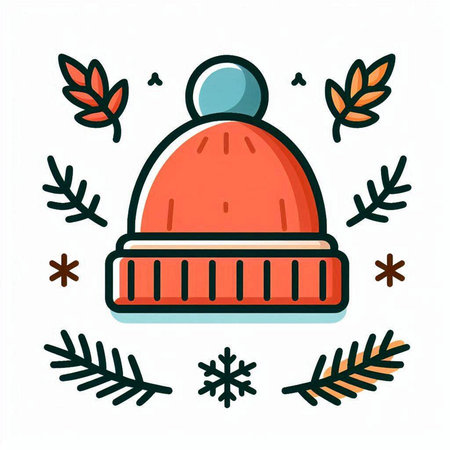 Winter hat. Vector illustration in a flat style. Winter clothes.のイラスト素材