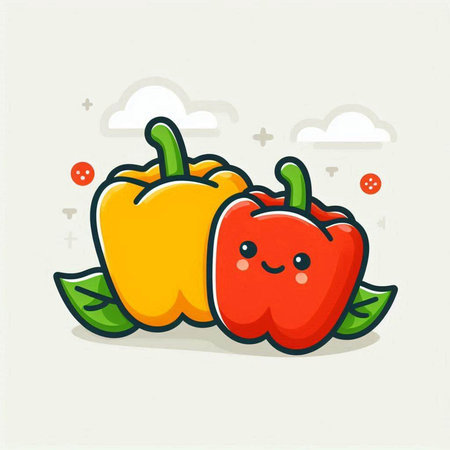 Pepper cartoon icon. Vegetable vector illustration. Cute vegetable character.のイラスト素材