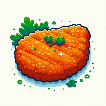 Illustration of a cartoon orange pumpkin with green leaves on a white backgroundのイラスト素材