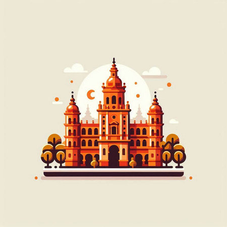Vector illustration of the famous Plaza de Espana in Seville, Spainのイラスト素材