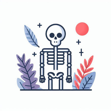 Skeleton flat color line icon. Vector illustration for web design and mobile appのイラスト素材