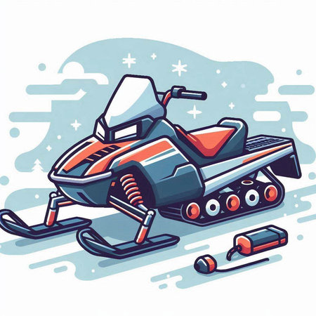 Snowmobile. Vector illustration of a snowmobile in cartoon style.のイラスト素材