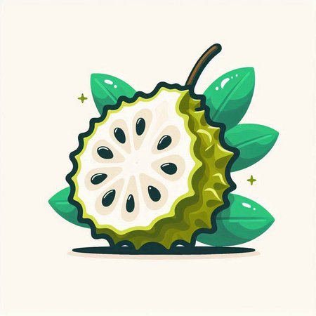 Soursop vector illustration. Exotic fruit isolated on white background.のイラスト素材