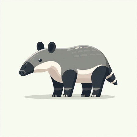 vector illustration of a cute cartoon tapir isolated on a white backgroundのイラスト素材