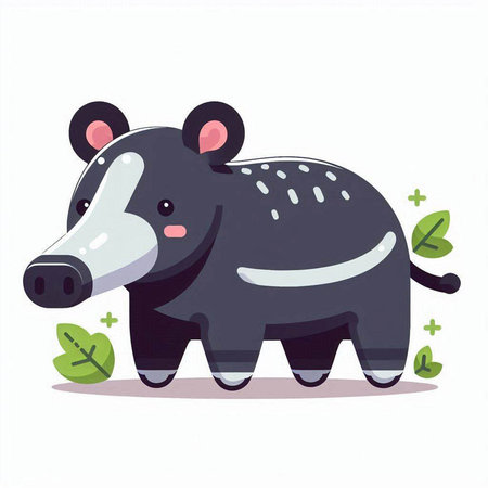 Cute cartoon badger. Vector illustration isolated on white background.のイラスト素材