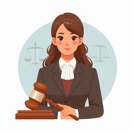 Woman judge with gavel. Law and justice concept. Vector illustration.のイラスト素材