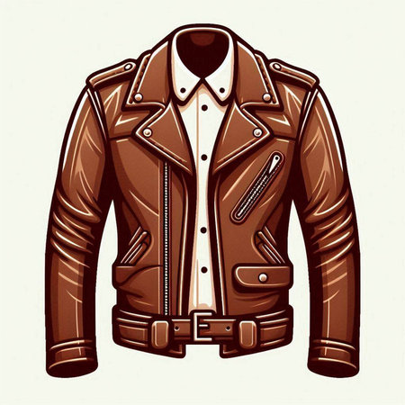 Vintage leather jacket on a white background. Vector illustration in retro style.のイラスト素材