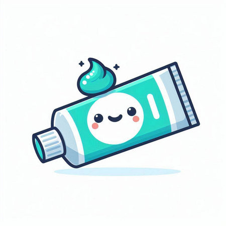 Cute toothpaste tube character. Vector flat cartoon illustration icon designのイラスト素材
