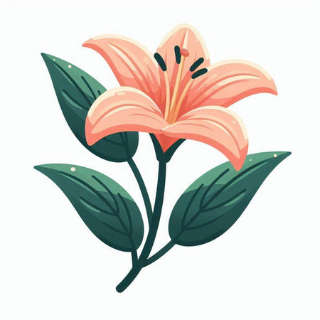 Lily flower isolated on white background. Hand drawn vector illustration.のイラスト素材