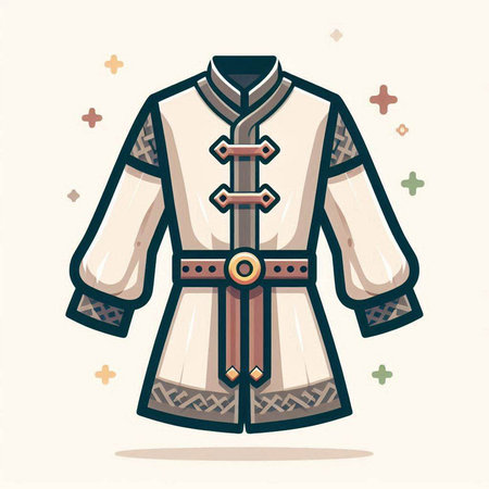 Vector illustration of a medieval costume in retro style. Isolated on white background.のイラスト素材