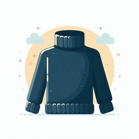 Winter clothes. Vector illustration of a warm sweater with a hood.のイラスト素材