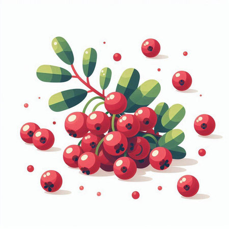 Hand drawn vector illustration of a rowan branch with berries and leaves.のイラスト素材