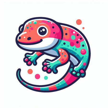 Illustration of a lizard on a red background. Vector illustration.のイラスト素材