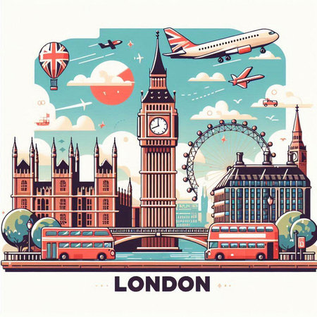 London, United Kingdom. Traveling around the world. Vector illustrationのイラスト素材