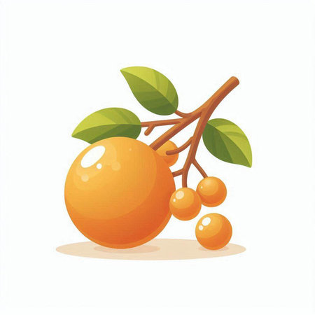 Orange fruit isolated on white background. Vector illustration in cartoon style.のイラスト素材