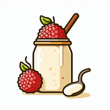 Litchi fruit cartoon character isolated on white background. Vector illustration.のイラスト素材