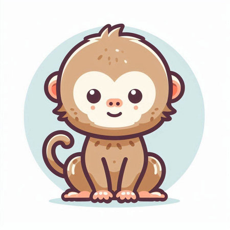 Cute cartoon monkey isolated on a white background. Vector illustration.のイラスト素材