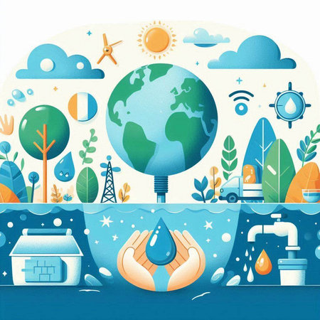 Ecology concept. Save the world. Save water. Vector illustrationのイラスト素材