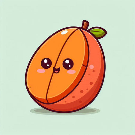 Cute kawaii apricot fruit character vector illustration.のイラスト素材