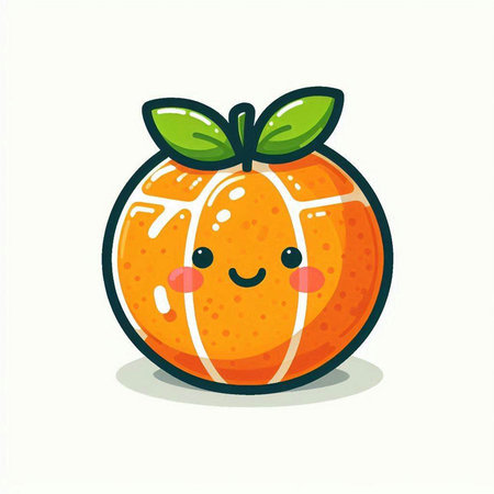 Cute orange fruit character. Vector flat cartoon illustration. Isolated on white backgroundのイラスト素材