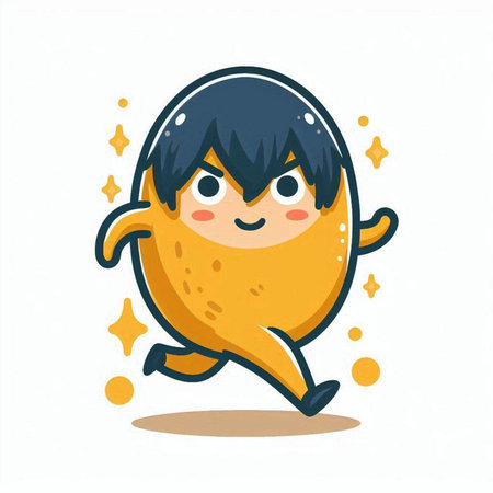 Cute cartoon illustration of a boy running and smiling. Vector illustration.のイラスト素材