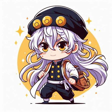 Cute cartoon pirate girl in costume. Vector illustration on white background.のイラスト素材