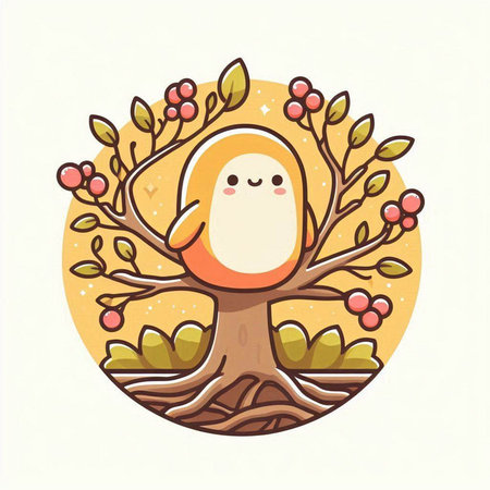 Cute cartoon bird in the tree. Vector illustration for your designのイラスト素材