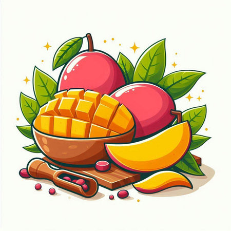 Mango fruit vector illustration. Mango icon. Mango vector illustrationのイラスト素材