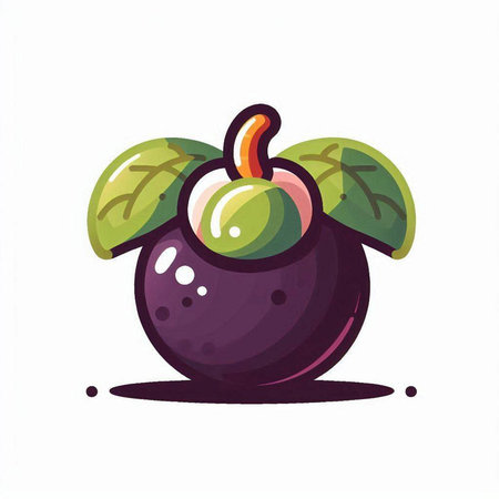 Cute and kawaii mangosteen fruit vector illustration.のイラスト素材