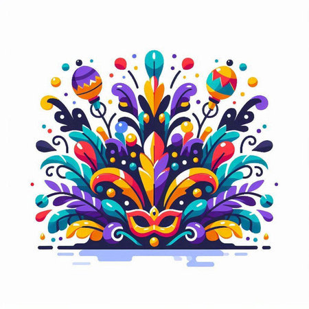 Colorful carnival mask on white background. Vector illustration for your designのイラスト素材