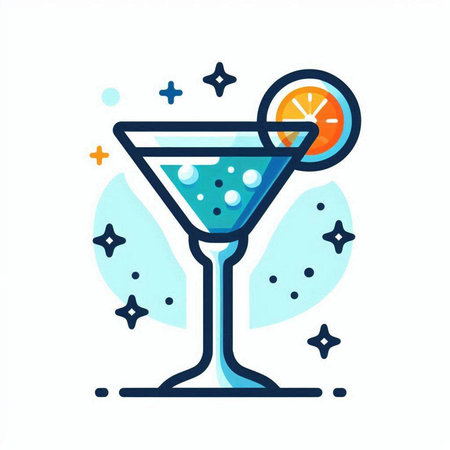 Cocktail icon. Vector illustration in flat style. Isolated on white background.のイラスト素材