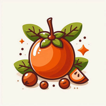 Pomegranate fruit with leaves and seeds. Vector illustration.のイラスト素材