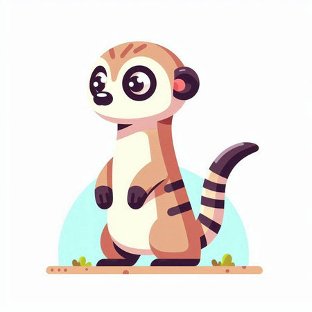 Cute little funny meerkat. Vector illustration in cartoon styleのイラスト素材