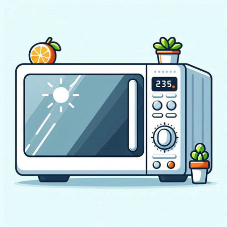 Microwave oven vector illustration in cartoon style. Kitchen appliances.のイラスト素材