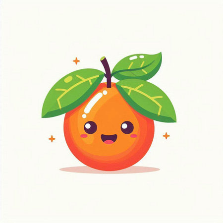 Cute orange fruit character isolated on white background. Vector illustration.のイラスト素材