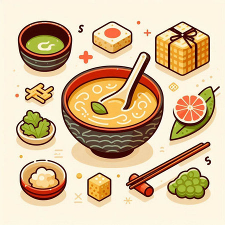 Japanese food set. Japanese cuisine. Vector illustration in cartoon style.のイラスト素材