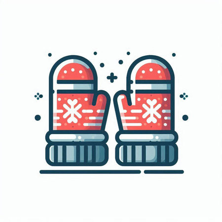 Mittens with snowflakes. Winter clothes. Vector illustration.のイラスト素材